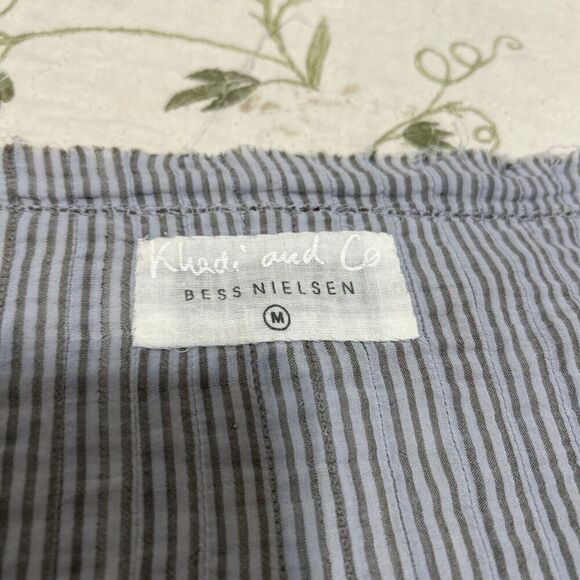Khadi and Co. Bess Nielsen Blouse Stripe Medium Brown Blue - Picture 10 of 16
